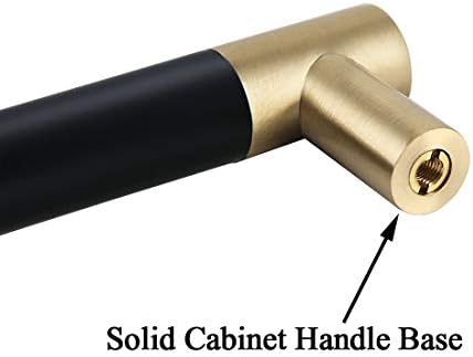 Maçaneta de barra maçaneta de puxar o acabamento de ouro/latão escovado com preto fosco eletroplatado para armário de cozinha/alças