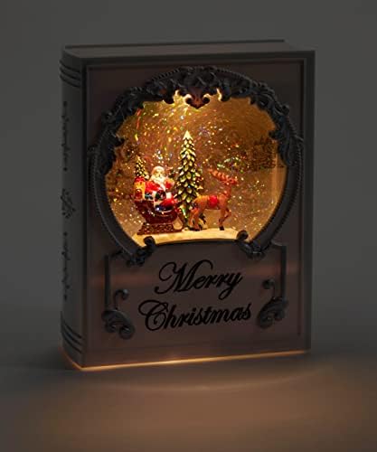 Presente 683601 Papai Noel de Natal e Sleigh Led Lider Water Lantern com sentimento, altura de 8,11 polegadas, acrilonitrila