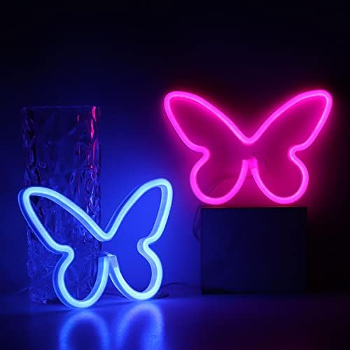 Butterfly LED SIGN Luzes de neon rosa | Luzes noturnas de Bateria e Nursery Power Anexos |