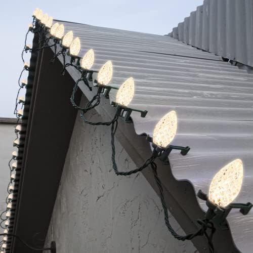 Luzes de Natal Niosta C9, 100 LEDs LEDs 60 pés A quente clipe rápido Luzes de Natal ao ar livre, luzes de Natal à prova