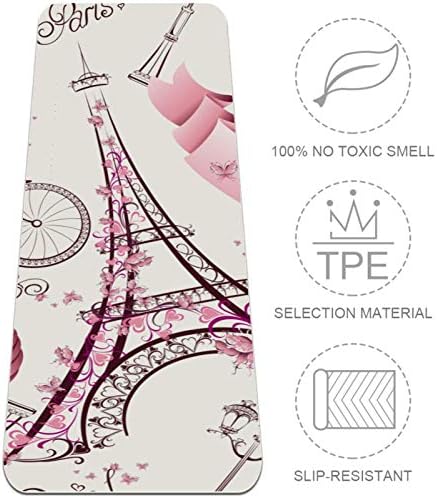 Siebzeh Paris Eiffel Tower Pink Retro Love Bike Balão quente Premium Premium Yoga Mat Mat Eco Amigável Rubrote e