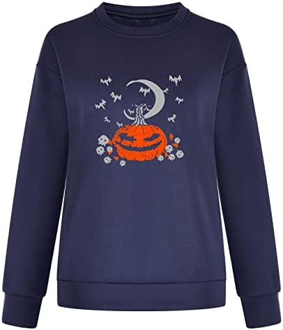 Sorto de Halloween Nokmopo para mulheres Autumn Winter Fashion Sweater Crew Crew Neck Halloween Print Sweater de manga longa