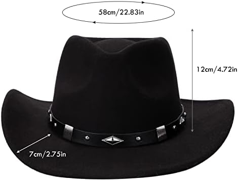 Chapéu de cowboy ocidental para homens mulheres clássicas rolam um chapéu de fedora ajustável com cinto de fivela