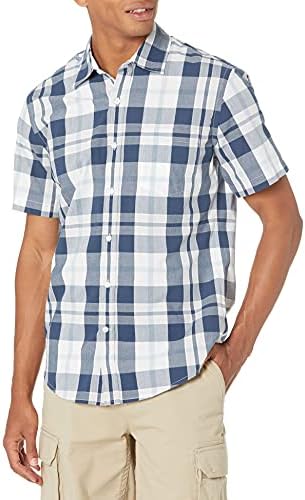 Essentials Men's Slim-Fit Sleeve Popline camisa