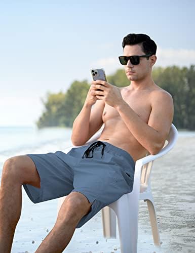 Cozople masculino, troncos de natação com revestimento de compressão 2 em 1 shorts de placa de 9 polegadas, calma de natação seco