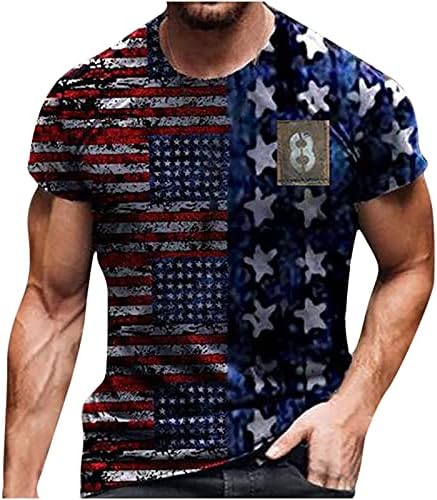 American Flag T-Shirt Mass verão casual manga curta impressão gráfica Tops Cool Muscle Workout Athletics Tees Blouse patriótica