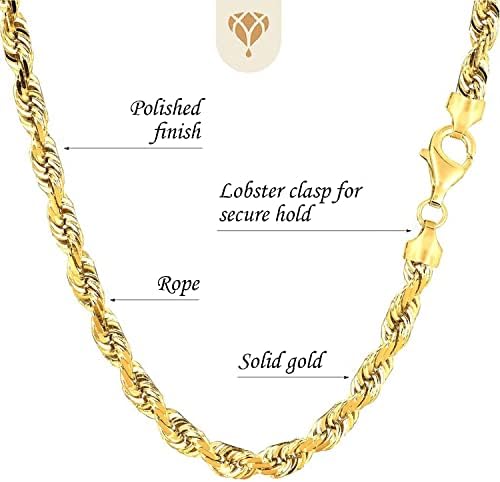 O Diamond Deal 10K Real Yellow Gold Gold 4,5 mm Colar de corrente oca ou pulseira para pingentes e encantos com