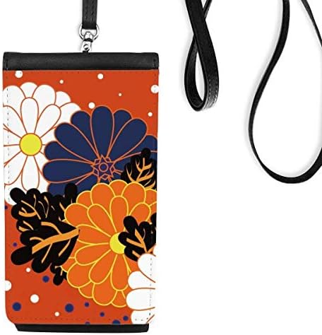 Decoração colorida Flor s crisântemo bolsa de carteira de telefone pendurada bolsa móvel bolso preto
