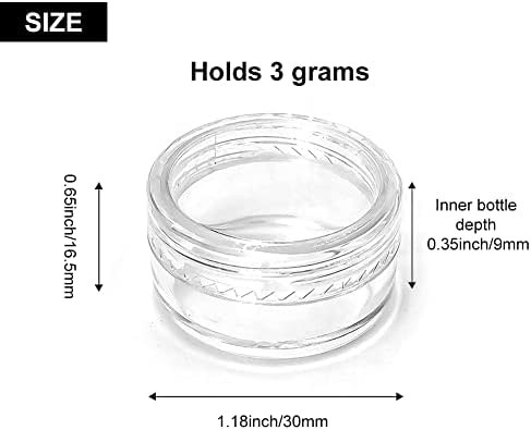 Jarros de amostra, potes cosméticos, recipientes de amostra de maquiagem, recipiente de cosméticos, 3 grama de frascos de plástico