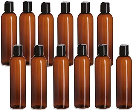 Fazendas naturais garrafas de shampoo vazias - 8 oz - 12 pacote -Amber Cosmo Disco vazio Top Squeeze Bottle - para óleos essenciais - Perfumes - produtos de limpeza