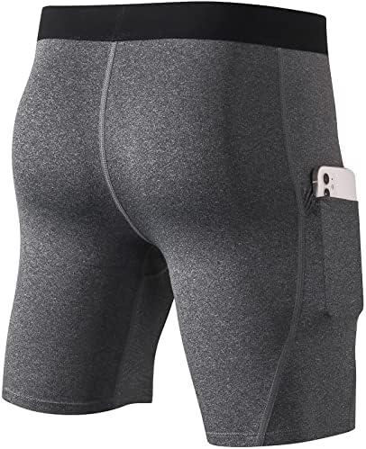 Shorts de compressão homens com pocket spandex cueca esportes curtos de calça de calça de calça de corrida seca curta