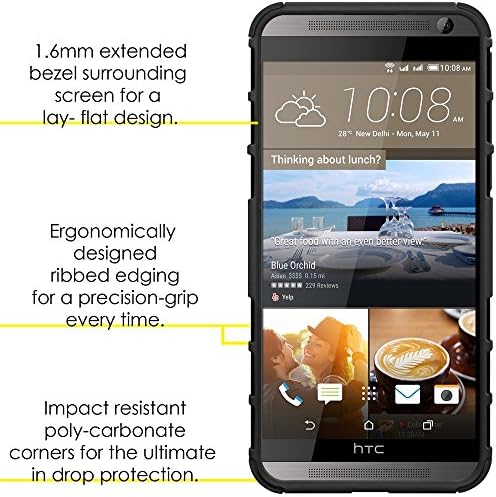 Caso de guerreiro híbrido resistente ao impacto de Amzer para HTC One E9 Plus - Embalagem de varejo - Black/Black