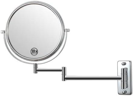 Espelho de maquiagem de parede keilefo 1x/ 10x espelho de ampliação de 8 polegadas 360 graus espelho cosmético rotativo,