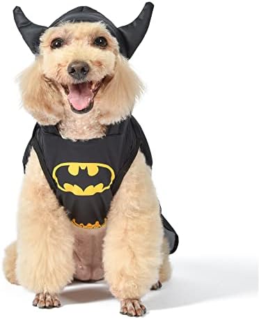 DC Comics Batman Dog Traje, tamanho pequeno l | Melhor fantasia de Halloween dos quadrinhos da DC para cães pequenos | Trajes