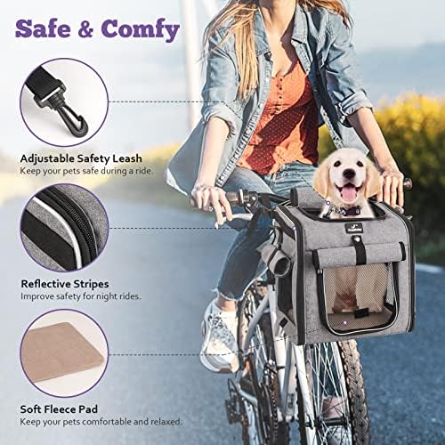 Cesta de bicicletas para cachorros doggydobby, mochila expansível de transportadora de bicicleta de estimação macio para cães e gatos