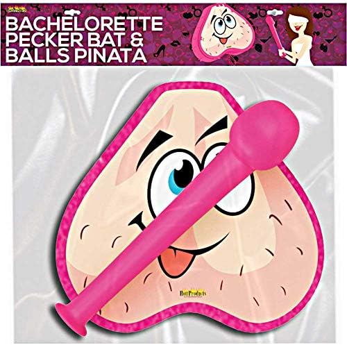 HOTT Products Bachelorette Pecker Bat & Balls Pinata, Pink and Flesh, 1,1 libra
