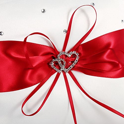 Almofada romântica de travesseiro de travesseiro decorativo de fita de fita de gloglow com strass de coração duplo de
