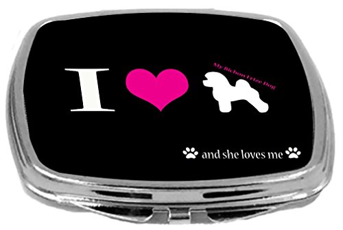 Rikki Knight I Love My Dog Design Compact Mirror, Bichon Frise, 3 onça