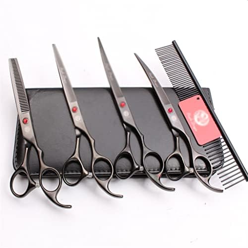 Conjunto de pente profissional de cabelo profissional DHTDVD 7 polegadas 19,5 cm de tesoura de aço preto de aço de pet scissors tesouras