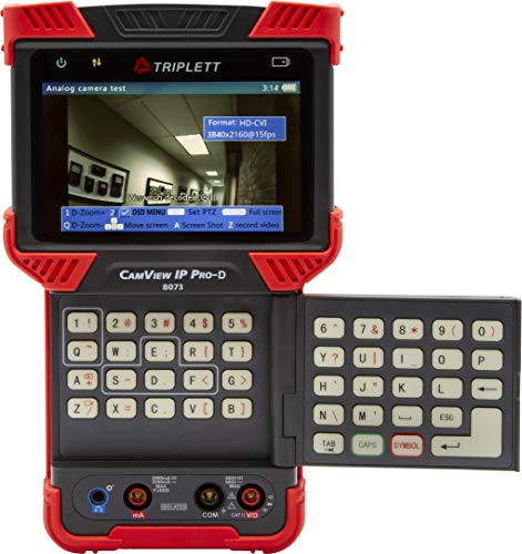 Triplett 8073 CamView IP Pro-D Testador de câmera CCTV com servidor DHCP interno-IP, AHD 2.0, HD-TVI 3.0, HD-CVI 3.0