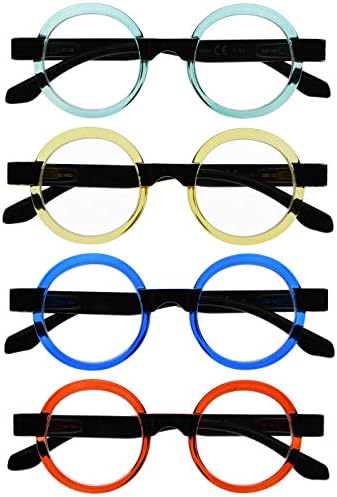 Eyekepper 4 Pack Round Reading Glasses for Women Retro Readers Opyesses +4.00
