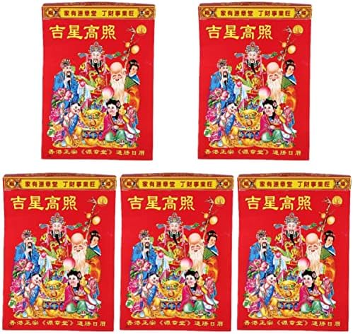 Planejador de calendários solares de StoBok 5pcs Ano Red ou Random Solar: Lembrete diário de Wall Shui Pingente Zodiac God Fengshui