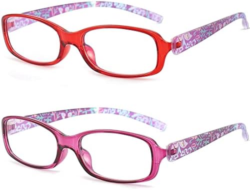 Qiseog lendo óculos bloqueio de luz azul, 2 pacote TR90 Colors Leitores leves para mulheres