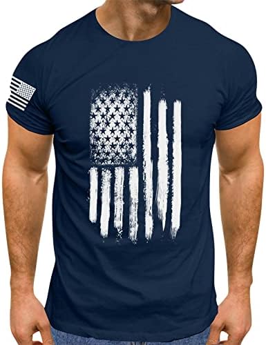 Camisas americanas para homens Manga curta 4 de julho Camisetas Crewneck do Dia da Independência T-shirt Tees gráficos
