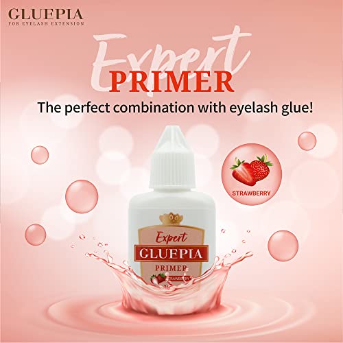 Gluepia Expert Primer Strawberry Scent 16.5g/Primer de extensão de cílios para uso profissional/remove proteínas e óleos/melhora a potência