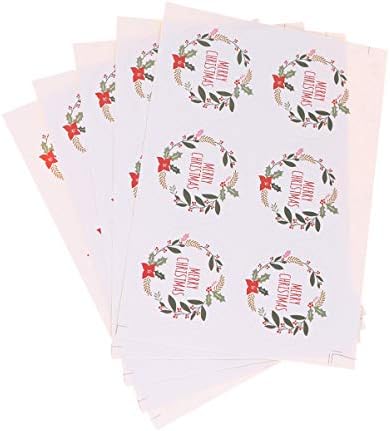 Tags de presente brancos do Doitool 5 folhas de Natal Adesivos de vedação de Natal adesivos de presentes decorativos adesivos de bolsa