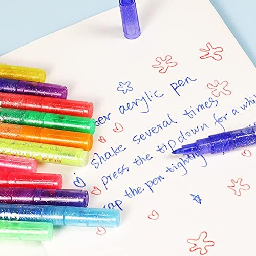 Pens de tinta glitter smootherpro marcadores de tinta acrílica 12 cores pintura de rocha Baseada em água de pintura de água para crianças adultos decoração de tecido de madeira de madeira de vidro de vidro