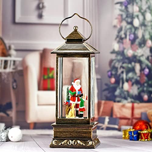 Santa Snow Globe, Christmas Snow Globes Lantern Glitter iluminado com música, decorações de Natal e presente