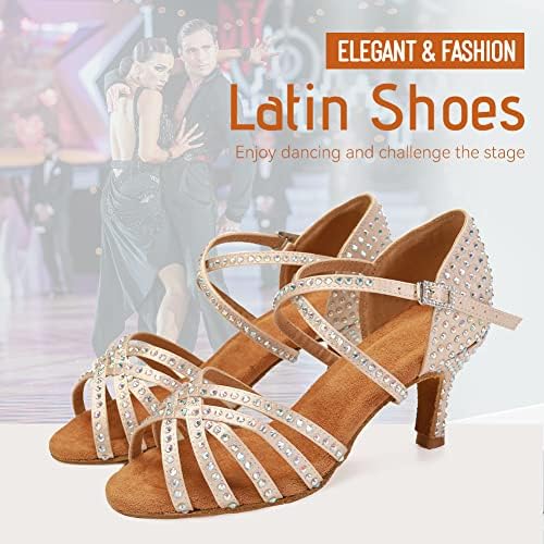 Ruybozry Women Shoes de dança de salão de strass em salsa de salsa latina Sapatos de dança, ycl356