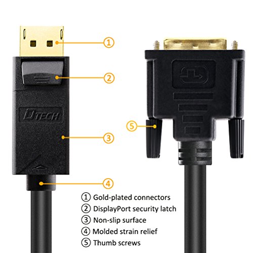 DTech 3ft DisplayPort para DVI Cable DP para DVI-D Adaptador masculino Single Link 1080p Conector banhado a ouro