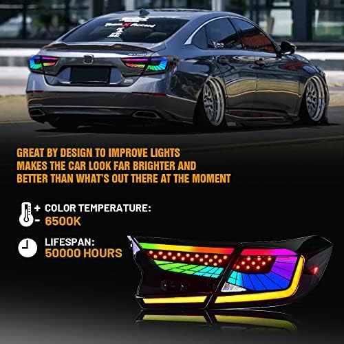 Novas lanternas traseiras para 2018-2022 Honda Accord Tail Lights 2019 Acessórios versões V3 RGB Luz de freio de fumaça