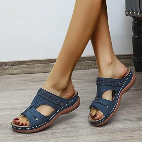 Mulheres chinelas de cunha chinelas sandálias de flop sandals confortáveis ​​andando sandálias de cristal de verão para mulheres