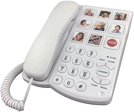 KXDFDC Big Button Corded Ancião com viva -voz, Zoom -Key Touch Picture Elder Longline Phone