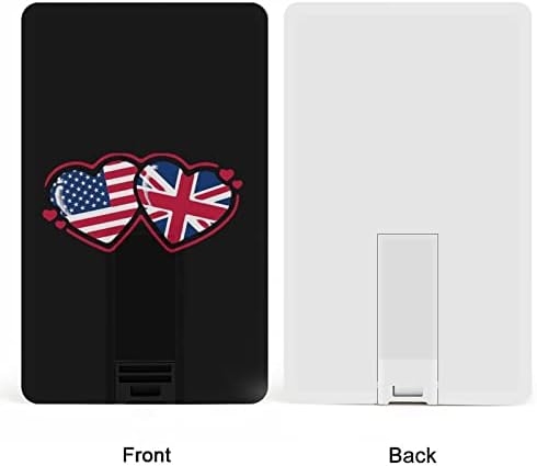 American e British Flag Heart USB Drive Credit Card Design USB Flash Drive U Disk Thumb Drive