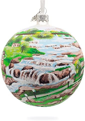 Falls Park, Sioux Falls, Dakota do Sul, EUA Bola de vidro Ball Christmas Ornament 4 polegadas