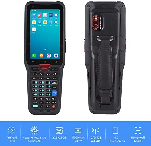 Huiop POS System, Android 10.0 1d Scanner de código de barras PDA Mobile Terminal Mobile PDA com Honeywell 5703 Suporte do motor Scan 1d/2d/qr Scaning Wi-Fi 4G sem fio com tela de toque de 4,0 polegadas para armazenamento