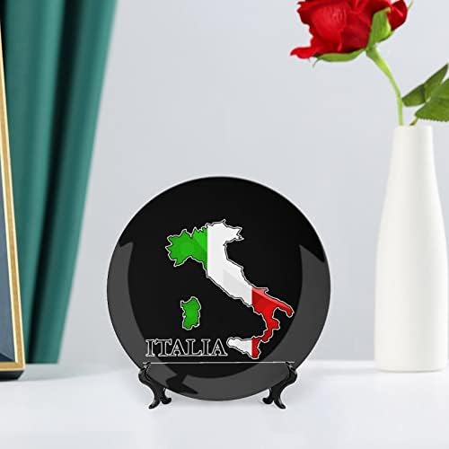 Mapa Bandeira da Itália Placas Decorativas de Placas de Placas Itálicas Artesanato com Display Stand for Home Office Wall Decoration