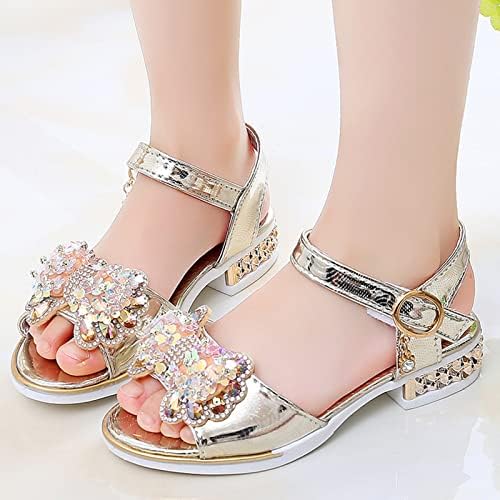 Qvkarw Sapatos infantis moda solas grossas com sandálias de borboleta de diamante verão aberto de pó de pó de dança de água