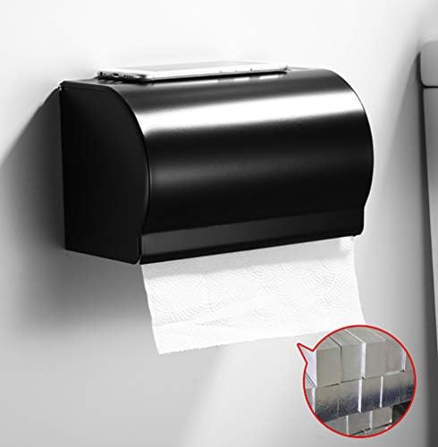 Porta de tecido de alumínio de alumínio espacial, suporte à prova de higiene à prova de umidade à prova d'água, suporte para banheiro oxidado do vaso sanitário preto preto 20x12.5cm