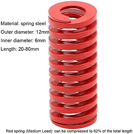 As molas de compressão são adequadas para a maioria dos reparos I Red Load Pressione compressão Mola de molde carregada Mola de molde Diâmetro externo 12 mm x diâmetro interno 6mm x comprimento 20-80mm