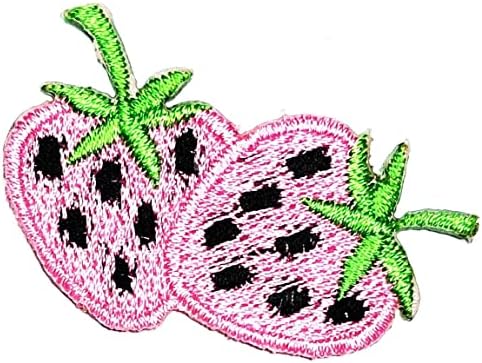 Kleenplus 2pcs. Mini Morango Rosa Fruta Doce Cartoon Patch Aplique Applique Craft Handmade Baby Girl Girl Mulheres Roupa