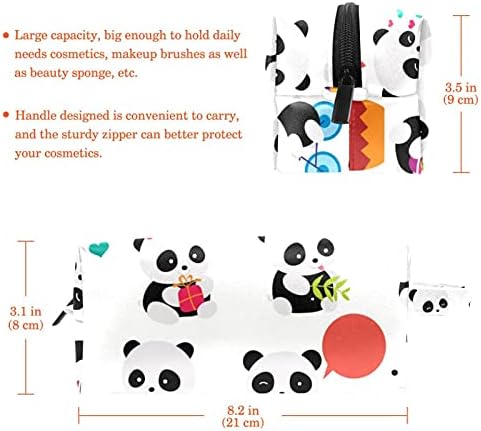 Bolsa de higiene pessoal da bolsa de maquiagem de pandas com zíper para mulheres e meninas