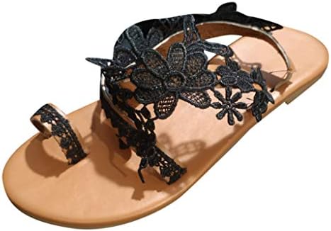Sandálias femininas de verão com renda floral sandálias de pérolas planas damas casuais redondo sandálias fechadas sapatos elegantes