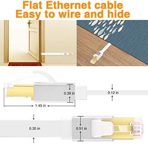 Glanics CAT 8 Cabo Ethernet, cabo de Internet de rede de 5 pés, LAN POE LAN POE com conector RJ45 para modems, roteadores,