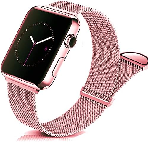 Banda magnética Compatível com Apple Watch, faixa de aço inoxidável ajustável de metal, tiras de substituição de malha resistente a