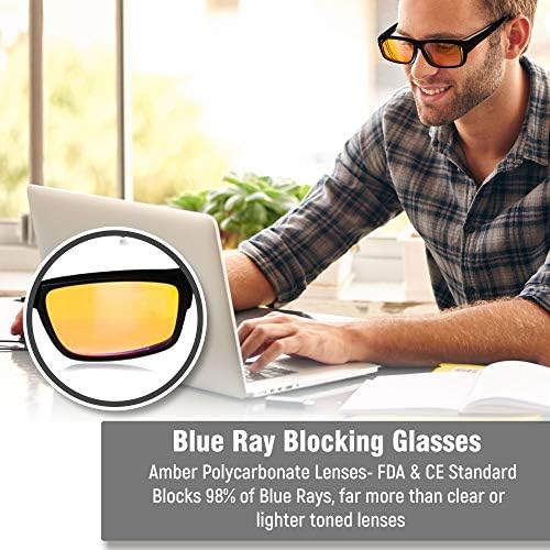 Merci Blue Light Bloqueio se encaixa nos óculos de computador para usar com ou sem óculos de leitura regular de prescrição, lente